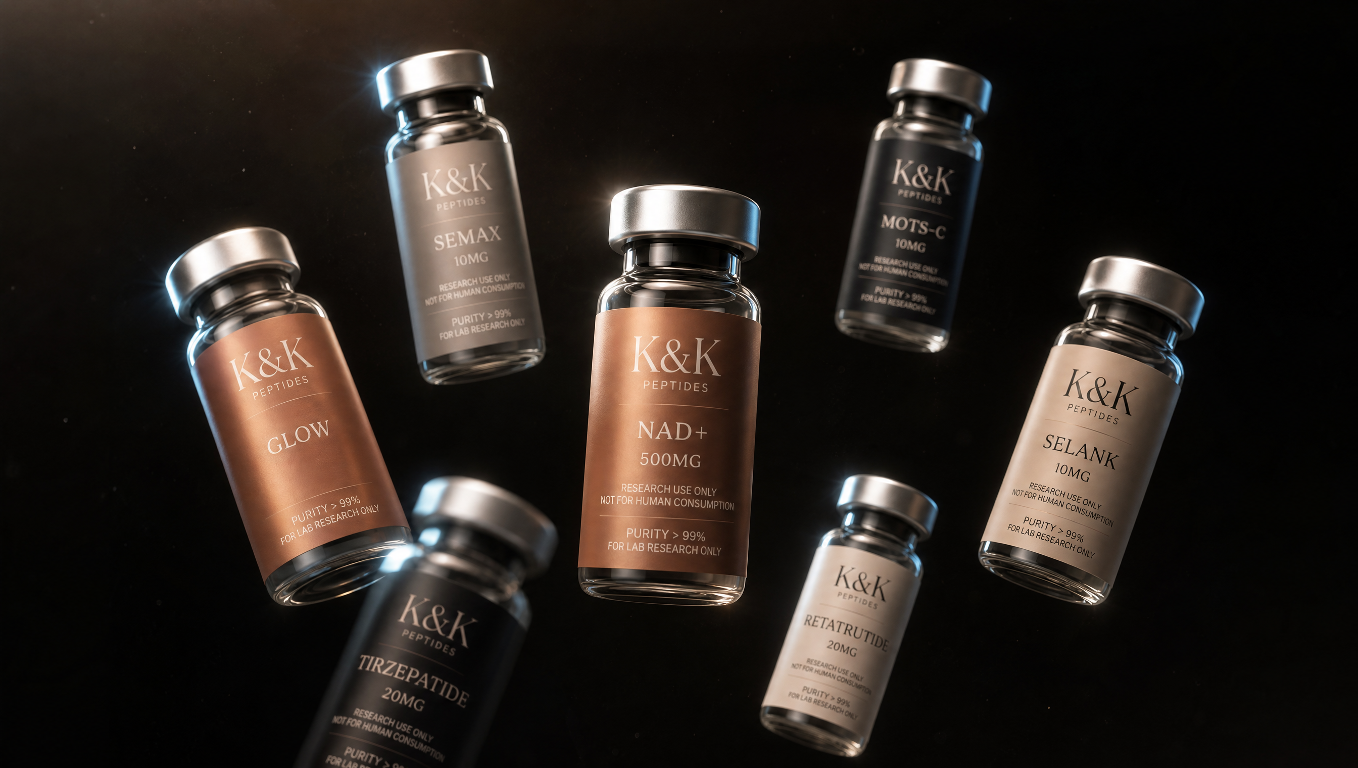 K & K Peptides vial lineup